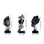 XINXUAN 3PCS Thinker Statue Set : Silence is Gold Abstract Art Statue- Modern Home Resin Sculpture, Piano, Desktop, Office, Study Decoration (Smoke Grey) - color: Smoke Grey