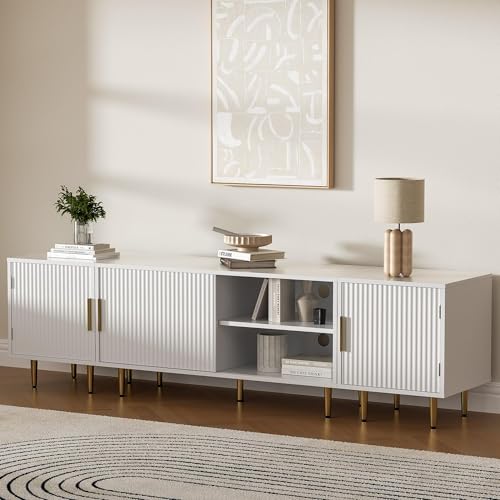 Housoul TV Consoles for Living Room, TV Stand with Storage, Entertainment Center for Up to TV 71",Modern Television Stands,TV Cabinet, TV Table for 50/60/70/80 Inch TV for Living Room, Bedroom, White - color: White, size: 71" L
