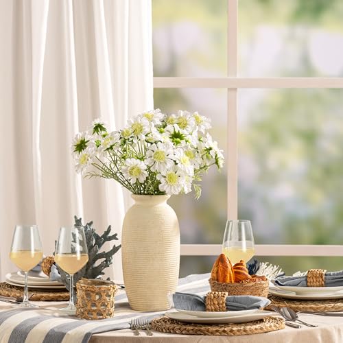 Ceramic Flower Vase, 12.5" Large Rustic Farmhouse Vases Home Decor Tall Pottery Decorative Pampas Vase for Table Living Room Entryway Mantel Bookshelf Bedroom Bathroom Kitchen-White - color: 12.5“ H - White