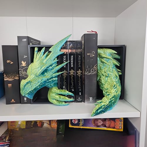 Dragons Awakening Book End – Fantasy Book Nook Insert for Dragon Readers – Unique Home Decor for Bookshelves & Libraries (Head and Tail - Lightning Dragon) - color: Head and Tail - Lightning Dragon