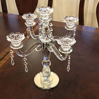 Allgala Crystal Candle Holder 5-Arm Taper Candlestick Crystal Candelabra - Centerpiece for Home Wedding Event and Party Festival - size: 5 Arm