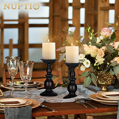 2 Pcs Black Pillar Candle Holders, Most Ideal for 3" Pillar Candles, Gifts for Wedding, Party, Home, Spa, Reiki, Votive Candle (2 x L) - color: Black, size: L + L