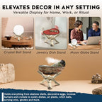 Alternative Imagination Wooden Tripod Display Stand - 6-Inch Hand Carved Holder Made from Mango Wood -Folding Natural Stand for Abalone Shell, Crystal Ball, Key Bowl,Trinket Dish, Incense,Decor & More - size: 6 Inches