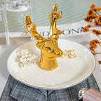 Gold Deer Ring Holder Dish, Ceramic Jewelry Tray Trinket Dish for Necklace Keychain Organizer, Cute Funny Birthday Wedding Mothers Day Gift for Women Friends Girls - style: Gold Deer