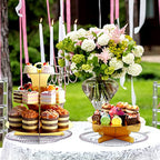 Zopeal 7 Pcs Dessert Table Display Set 3-Tier Cupcake Stand 1-Tier Cup Cake Display Tower Platters and Serving Trays Cardboard Cake Cookie Holders for Wedding Birthday Party Baby Shower(Gold) - color: Gold