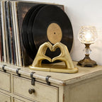 Book Ends Heart Design for Mom, Non-Skid Bookend, Gold Bookends for Shelves, Heavy Duty Resin Book Stopper for Living Room Merch Apartment Bookshelf Birthday Women, 10.22 x 3.93 x 5.11