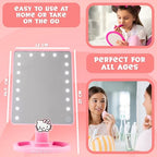 Get Trend Hello Kitty Sanrio Vanity Mirror for Girls Teens Women with Compact LED Table Mirror Touch Screen Lighting Trinket Tray Girls Make Up Accessories