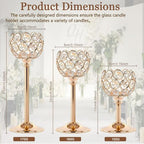 Candle Holder Candlestick Holders- 3Set Gold Crystal Pillar Candle Holders,Metal Candlestick Stands for Wedding Centerpieces,Table Decor for Church,Valentine's Day Housewarming Gift,9Pcs - size: 9Pcs