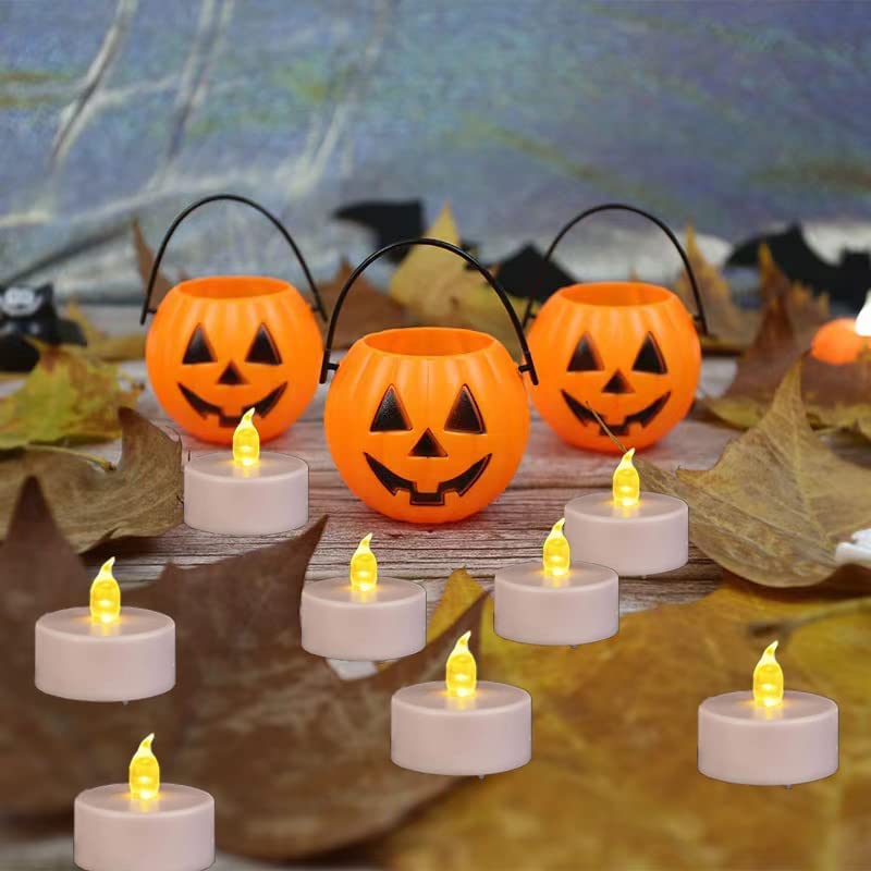 LED Tea Lights Candles- 24PACK Warm Yellow Flameless Candles Realistic and Bright Flickering Long Lasting 200Hours for Holiday Celebration,Party,Home Decoration,Battery Operated - color: warm yellow, size: 24pack