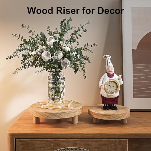 3 Pcs Wood Plant Stand Indoor Outdoor, Round Wood Riser for Decor 6/8/10" Wooden Stool Display Stand Flower Pot Holder Small Planter Tray Modern Potter Decorative for Desktop Counter Room (Natural) - color: Natural