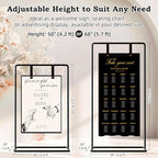 Wedding Sign Holder, Adjustable Welcome to Our Wedding Sign Stand W/Design Bundle & Leather Sign Hanging Straps, Heavy Duty Easel Stand for Sign, Wedding Seating Chart Stand, Easel for Display (Black) - color: Black