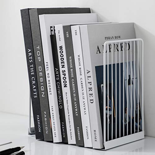 Minimalist Style Bookends Metal Adjustable Books Holder Stand Book Rack Desk Bookend - Beeline, White - color: Beeline, White