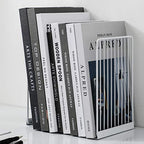 Minimalist Style Bookends Metal Adjustable Books Holder Stand Book Rack Desk Bookend - Beeline, White - color: Beeline, White