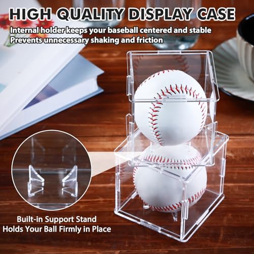 12 Pack Assembled Baseball Display Case, UV-Blocking Acrylic Baseball Holder Display Case, 3.2 Inch Cube Clear Softball Holder Box, Signed Baseballs Protector for Collectibles, Tennis Ball - size: Case B: 3.35 in-12 pcs