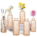 Glass Bud Vase, Flower Bottle, Small Vase, 6 Sets, Simple, Solid, for Mum or Lady, Classy Gift for Mother's Day, Anniversary, Wedding, Amber - color: Amber