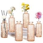 Glass Bud Vase, Flower Bottle, Small Vase, 6 Sets, Simple, Solid, for Mum or Lady, Classy Gift for Mother's Day, Anniversary, Wedding, Amber - color: Amber