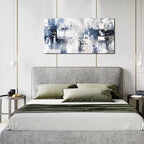 Prepeyssee White and Blue Abstract Canvas Wall Art for Living Room Bedroom Home Office Large Modern Grey Abstract Canvas Prints Picture Ready to Hang Size 20x40 - color: white, size: 20L" x 40W"