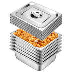 Hotel Pan With Lids 6 Pack 1/2 Size 4" Deep Stainless Steel Steam Table Pan, Commercial Food Pans for Catering Buffet Chafing Dish Pans Metal Steam Tray (1/2 Half Size x 4 Inch Deep, 6 Pack) - color: 1/2 Size, size: 4" Deep