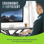 TechOrbits OF-S06-2 Desk Converter-37-inch Height Adjustable, MDF Wood, Sit-to-Stand Rise-X Pro Black, 36" - size: 36" MDF Wood