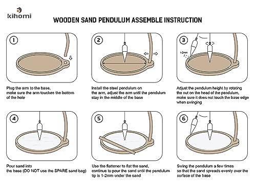 Kihomi Wooden Sand Pendulum for Desk | Creative Swinging Sand Tracing Pendulum | Magical Kinetic Decor for Zen Office and Home Decor | Relaxing Accessories for Tensegrity and Ornament Gifts (Brown)