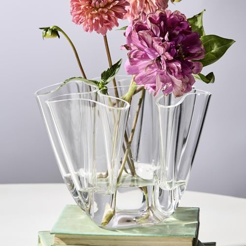 Two's Company Handkerchief 5 Section Vase, 8-Inch, Acrylic, Clear