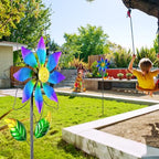 14'' Wind Spinners Outdoor, Flower Kinetic Wind Sculpture & Spinners, Metal Wind Spinners for Yard Garden Patio Decor (Purple) - size: 14'' Purple