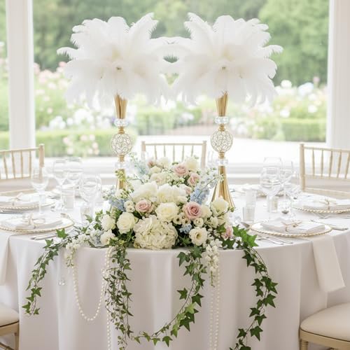 Crystal Gold Flower Vases for Centerpieces: Metal Trumpet Vases for Table, Elegant Flower Stands with Crystal Ball - Floral Decorations for Events Christmas Wedding Home Decor (Gold, 27.6in-2pcs) - size: 27.6in-2pcs