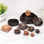 MECCANIXITY Wooden Display Stand Base Stand Holders 110mm/4.33 inch Diameter Black for Vase Bonsai Stone Furniture Stable Home Decoration Pack of 2