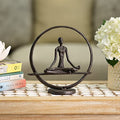 Danya B. Meditation Circle Cast Iron Sculpture | Contemporary Metal Art Shelf Decor and Gift Idea | Figurine in Yoga Pose - Brown
