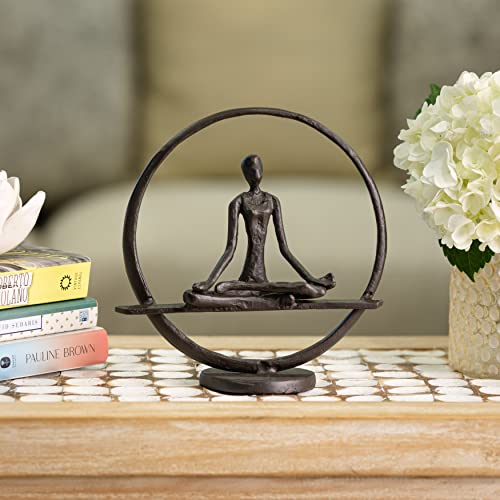 Danya B. Meditation Circle Cast Iron Sculpture | Contemporary Metal Art Shelf Decor and Gift Idea | Figurine in Yoga Pose - Brown