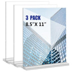 KOOLDE Acrylic Sign Holder 8.5x11 Inches 3 Pack T Shape Desktop Display Stand Vertical Double Sided Clear Table Menu Flyer Holder for Restaurants, Office, Shop, Wedding - color: 3 pack