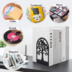 Happyhapi Book Ends, Metal Book Ends to Hold Books, Tree Decorative Bookends for Shelves, Black Book Stopper Bookend for Heavy Books, Book Holder for Shelf Home Office, 6.8 x 4.7 x 3.5(3 Pair/6 Pcs)