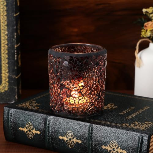 OSALADI Mosaic Candle Holder Votive Candle Holder Mosaic Cracked Tea Lights Candlestick for Thanksgiving Christmas Wedding Decor