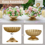 NUPTIO Small Gold Vases for Centerpieces: Brass Compote Vases for Flowers - Metal Pedestal Bowl Decor for Wedding Table Home Set of 10