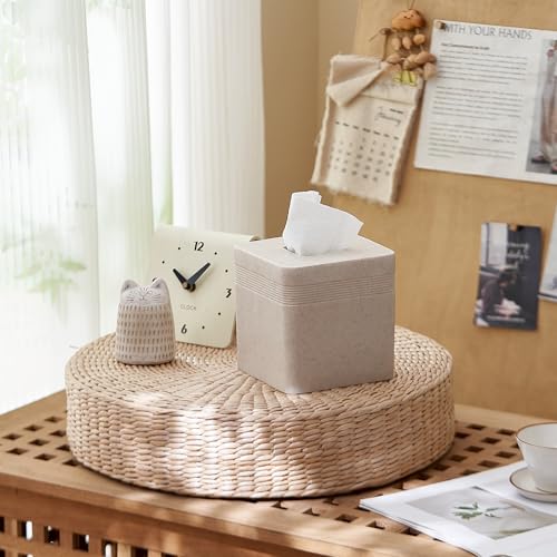Beige Sandstone Tissue Box Cover Square for Home Decor,Resin Heavy Tissue Box Holder for Bathroom Countertop,Tabletop,Bedside Table,Office (Handmade of Resin) - color: S-beige