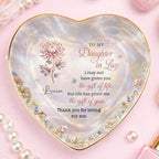 Personalized Daughter in Law Gifts Heart Shaped Jewelry Dish, Sentimental Gift from Mother-in-law, Custom Birth Flower, Birthday Gift for Daughter in Law Appreciation Present - color: Daughter In Law 132