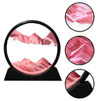 Muyan Moving Sand Art Picture Sandscapes in Motion Round Glass 3D Deep Sea Sand Art for Adult Large Desktop Art (Pink, 7 Inch) - color: Pink, size: 7 Inch