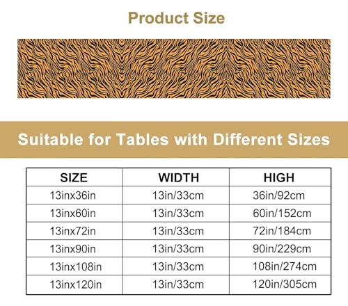 Tiger Pattern Print Table Runner Unique Power Fashion Tablerunner for Kitchen Cafe Dining End Table Sofa Holiday Wedding Home Decor 13x36in - color: Fur-12, size: 13x36in