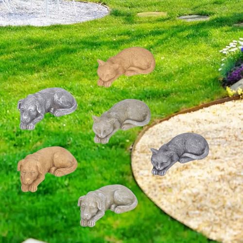 Hapivida Dog Garden Statue, 5.5in Mini Puppy Garden Memorial Stone Sleeping Dog Statue Decor Outdoor Resin Realistics Sculptures Gift Brown - size: Brown Dog