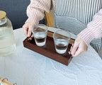 Small Rustic Serving Tray with Handles - 9.8 Inch Bamboo Rectangular Tray for Coffee Table, Kitchen Counter, Ottoman | Decorative Organizer Tray for Food, Drinks, Snacks, Bathroom Essentials - size: 9.8" x 5.5" x 1.6"