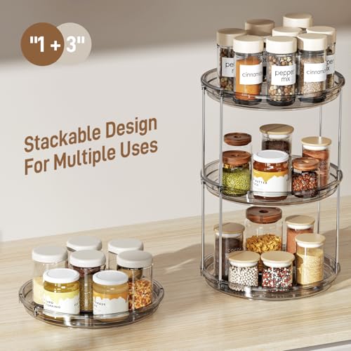 LAMU 2 Pack 2 Tier Lazy Susan Turntable Organizer 9.25'' Rotating Spice Rack Organization for Cabinet, Kitchen, Pantry, Countertop, Bathroom, Vanity, Medicine Cabinet Organizer, Grey - color: Gray, size: 9.25in 2 Pack