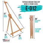 U.S. Art Supply 31" High Wood Studio Tabletop Easel - Adjustable Artist Tripod, Holds Up to 27" Canvas, Folding A-Frame Artist Display Stand - Table Top Easel for Painting