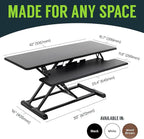 TechOrbits Standing Desk Converter - 42 Inch Adjustable Sit to Stand Up Desk Workstation, MDF Wood, Ergonomic Desk Riser with Keyboard Tray, Desktop Riser for Home Office Computer Laptop, Black 42" - size: 42" MDF Wood
