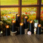 kakoya Flickering Flameless Candles, Battery Operated Plastic LED Pillar Candles with Remote Control and Timer, Set of 24 (Black) - color: Black-24pcs