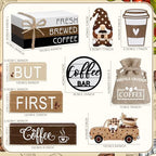 Vercraft 11 Pcs Coffee Bars Table Decorations Coffee Tiered Tray Decor Farmhouse Table Centerpiece Wooden Books Home Tabletop Decor for Home Kitchen - style: Coffee