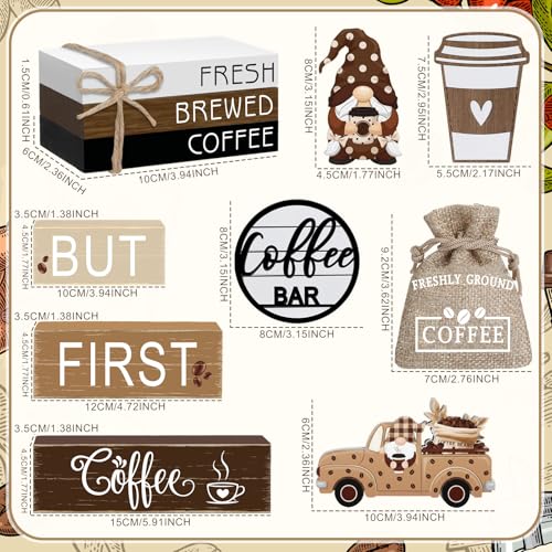 Vercraft 11 Pcs Coffee Bars Table Decorations Coffee Tiered Tray Decor Farmhouse Table Centerpiece Wooden Books Home Tabletop Decor for Home Kitchen - style: Coffee