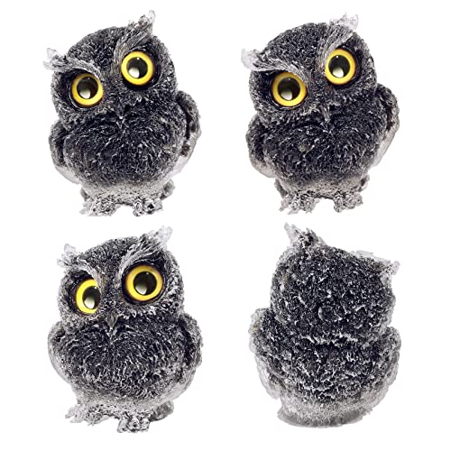 mookaitedecor Black Obsidian Owl Statue Sculpture Stone, Carved Animals Night Owl Figurine Crystal Ornament for Desktop Office Home Decor - color: Black, size: 2.36 inch
