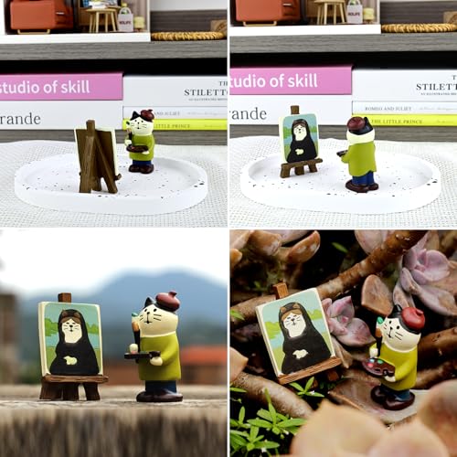 RAQWI Cute Mini Cat Figurine Resin Cat for Office, Home Decoration Perfect Cute Cat Gift for Cat Lovers - style: Artist
