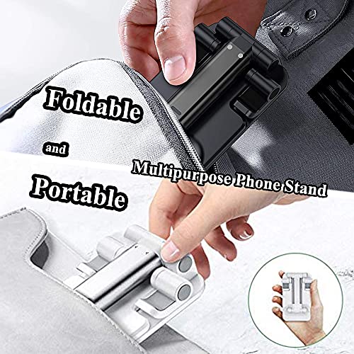 Meetuo 2 Pcs Cell Phone Stand, Adjustable Angle Height Phone Stand for Desk, Fully Foldable/Portable Phone Holder, Compatible for iPhone 16/15/14/13/12/Smartphones - color: Black+White