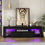 JUMMICO TV Stand, Modern Lighting TV Cabinet Entertainment Center Media and Open Shelf, TV Console Table with 1 Drawer and Remote Control, 20 Color LED Lights up to 70 Inch TV (Black) - color: Black, size: 60 Inches